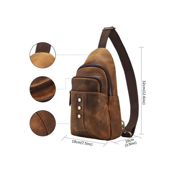 NEW Brass Tacks Leathercraft Sling Shoulder Bag - Picture 10 of 13